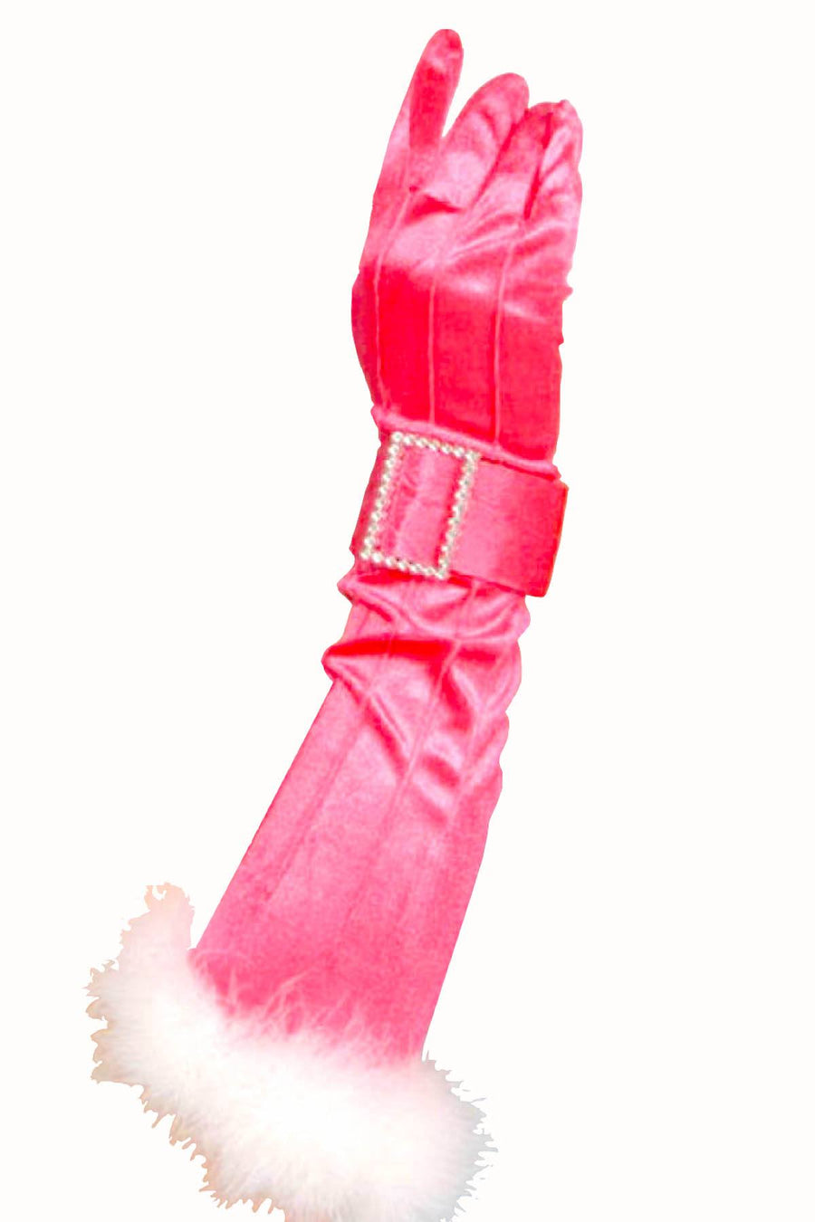 Rubies Costume Pink Gloves With Buckle & Feathers