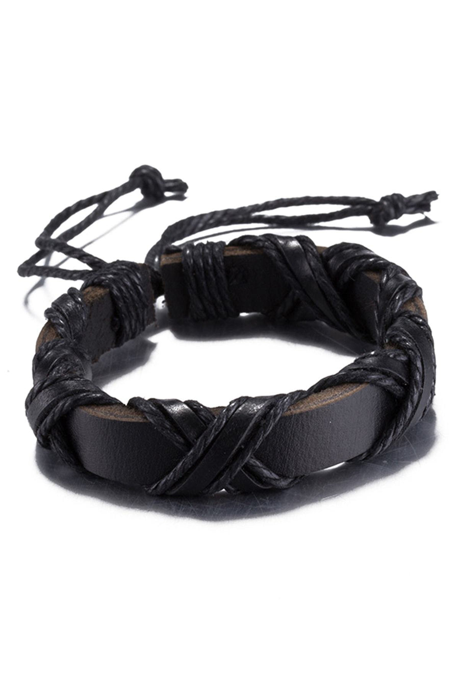 Rubique Black Leather Infinity Wrap Bracelet
