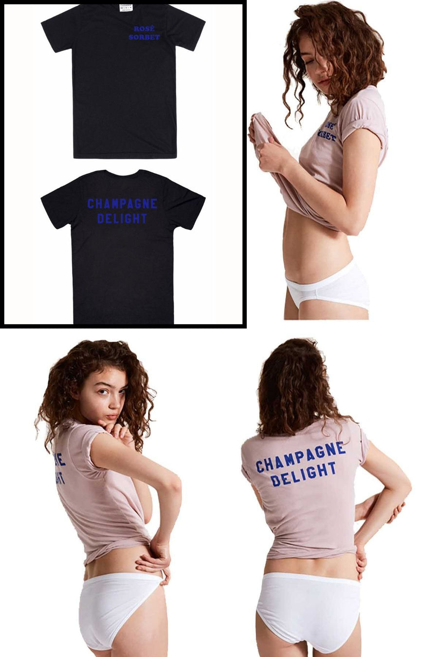 Rxmance Unisex Black Front/Back 'Champagne' Tee