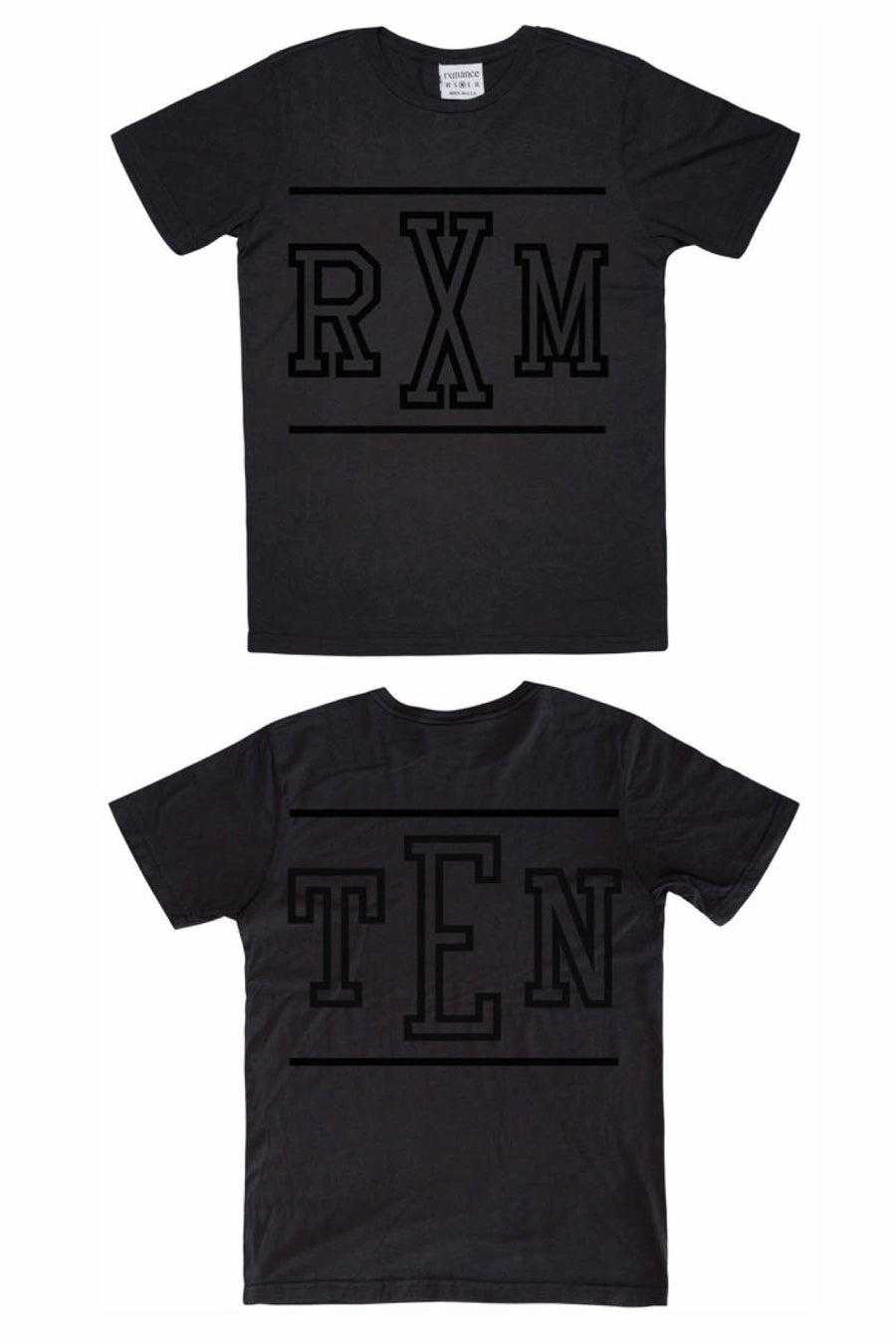 Rxmance Unisex Black Front/Back 'RXM Ten' Tee