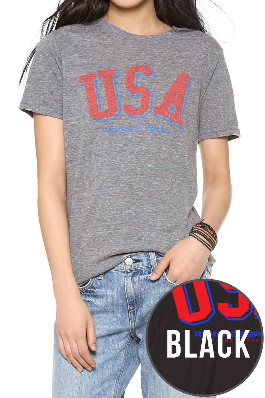Rxmance Unisex Black USA Crew Tee