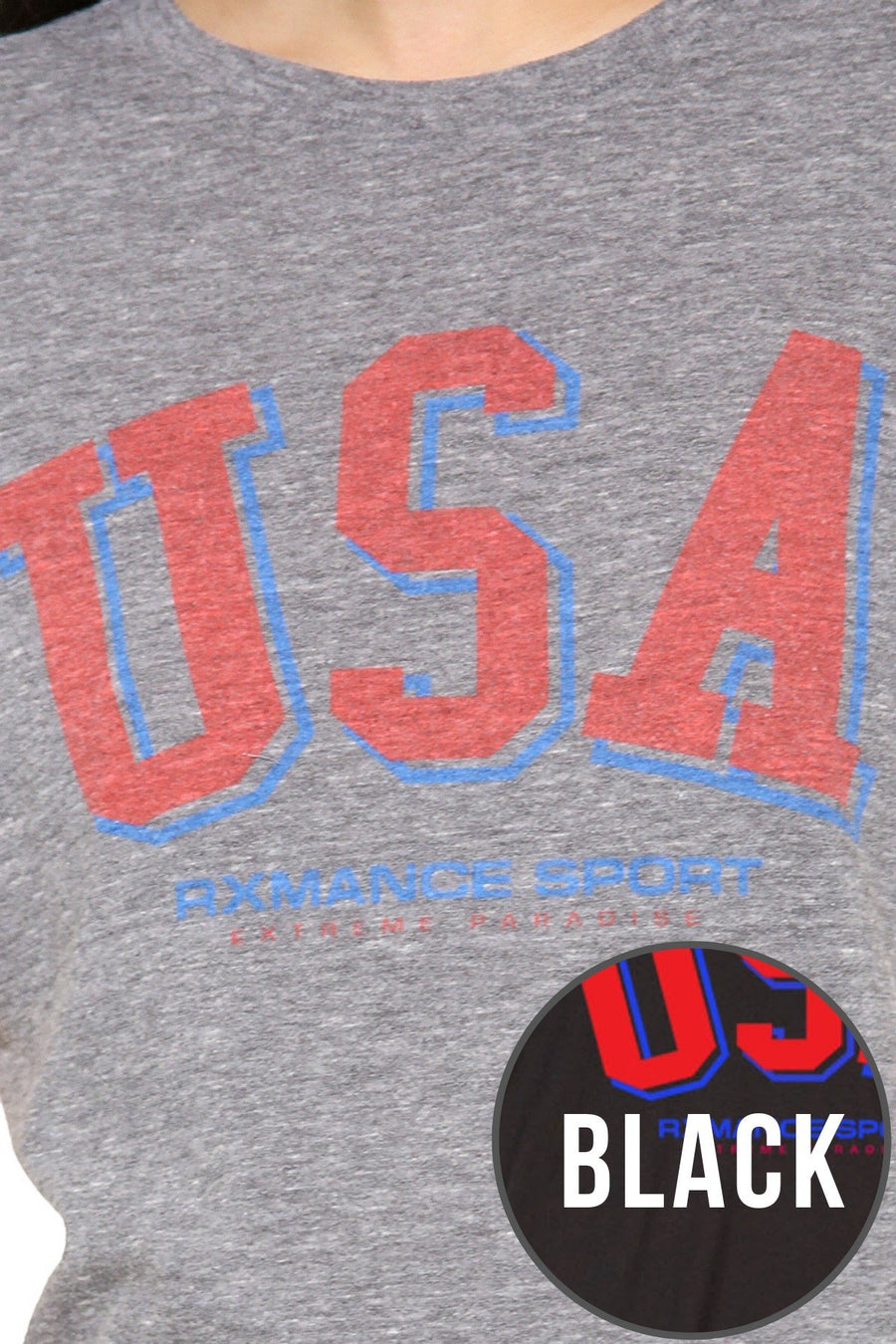 Rxmance Unisex Black USA Crew Tee