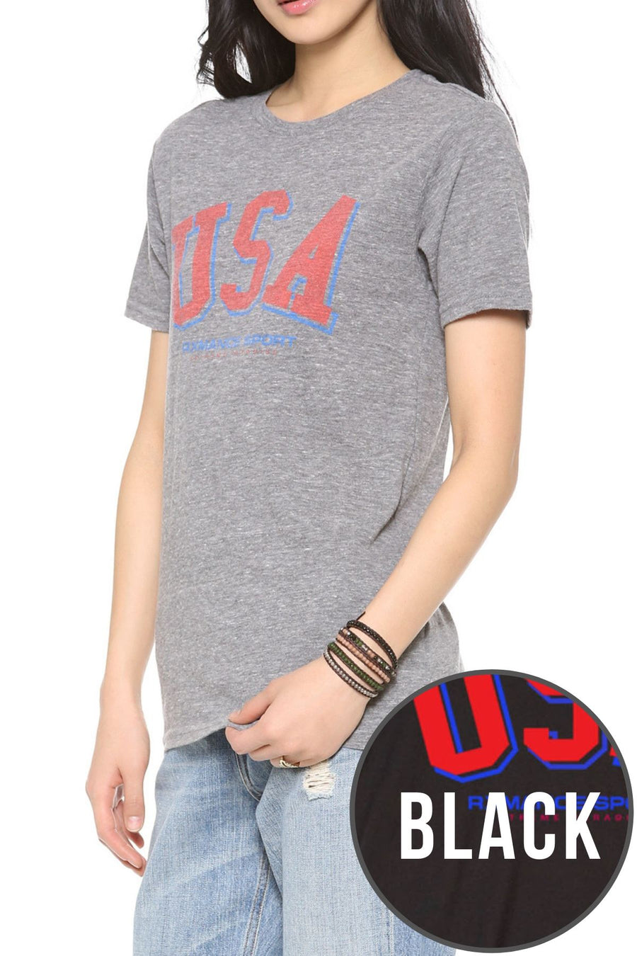 Rxmance Unisex Black USA Crew Tee