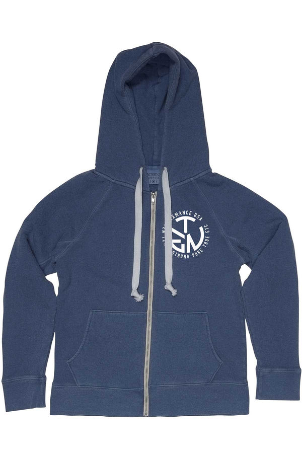 Rxmance Unisex Denim-Blue Circle-Ten Zip Hoody