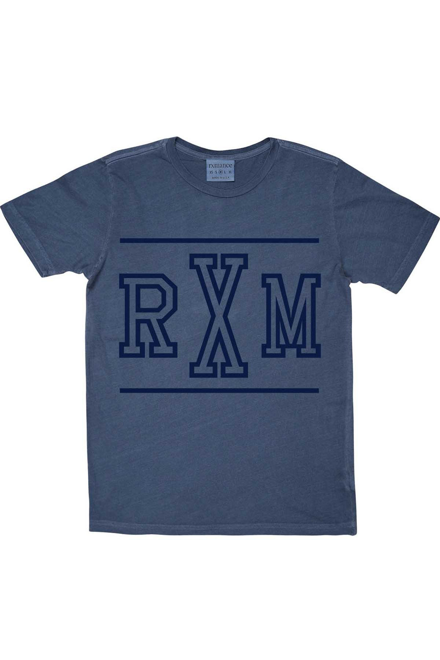 Rxmance Unisex Denim Blue Front/Back 'RXM Ten' Tee