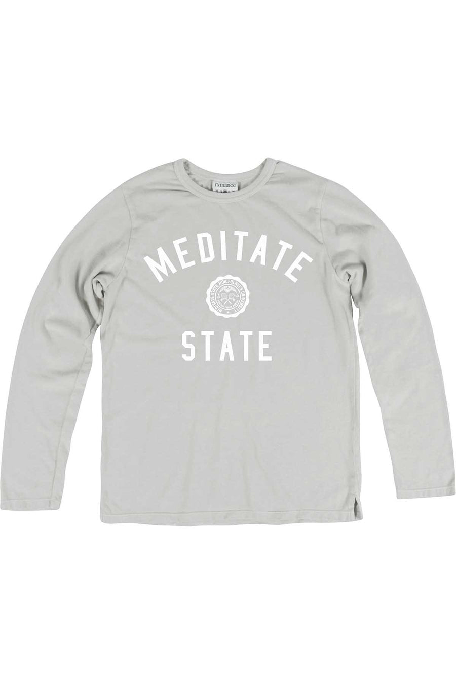 Rxmance Unisex Fog Grey Meditate State Loose Knit Long Sleeve Tee