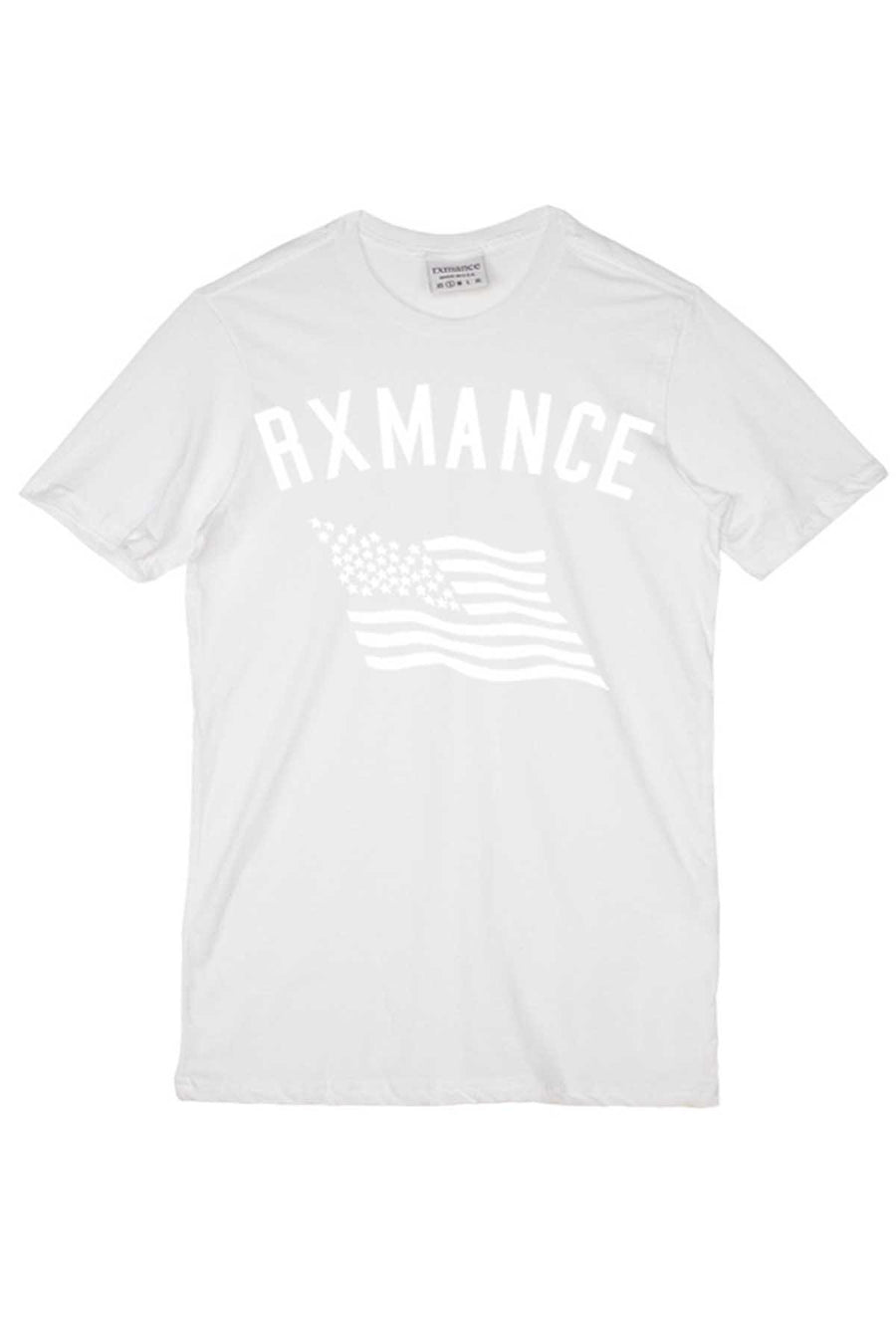Rxmance Unisex White Flowing Flag Crew Tee