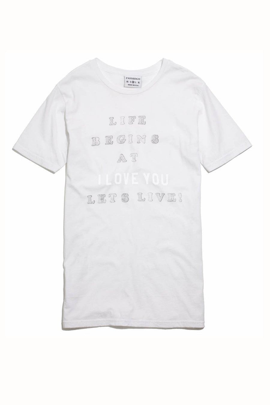 Rxmance Unisex White 'Lets Live' Tee