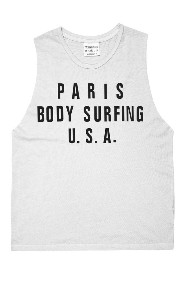 Rxmance Unisex White Sand Body Surfing Muscle T