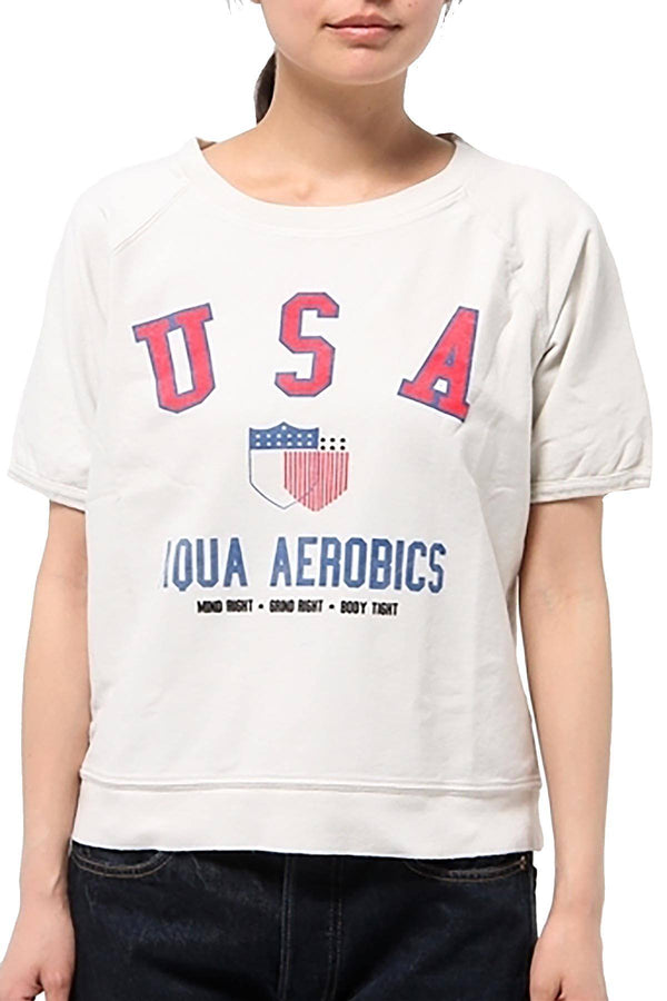 Rxmance Unisex White Sand USA Aerobics Short Sleeve Sweatshirt
