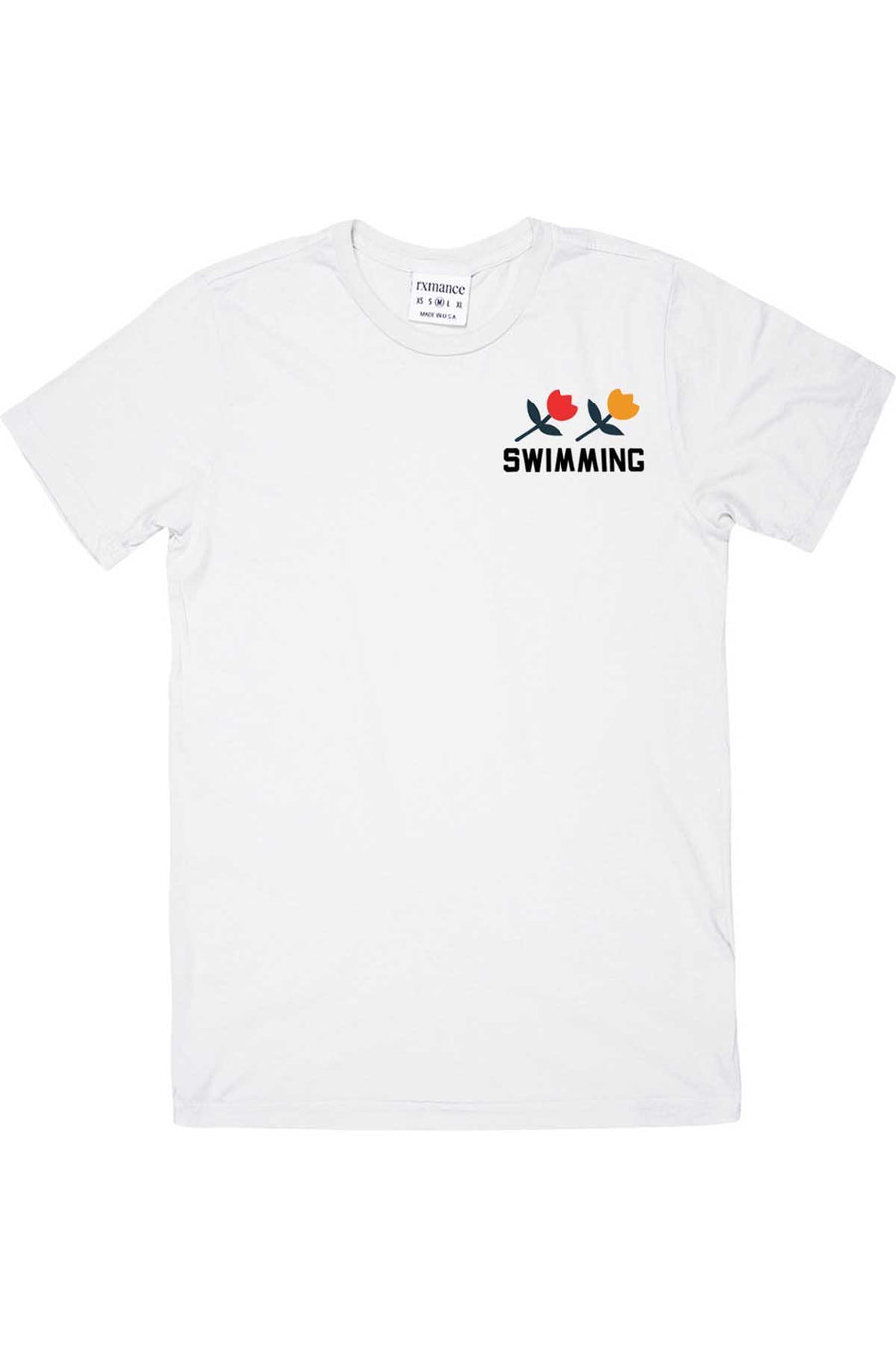 Rxmance Unisex White Swimming Crew Tee