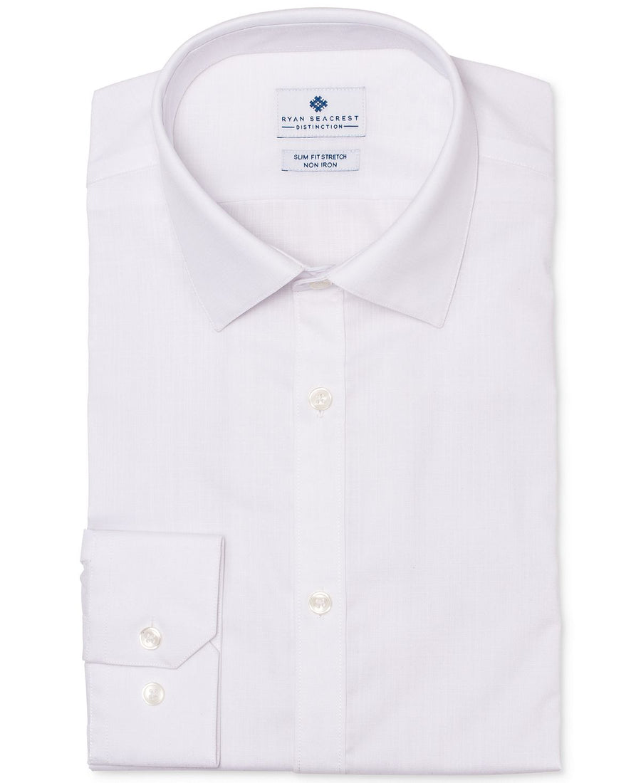 Ryan Seacrest Distinction  Ultimate Slim-fit Non-iron Performance Stretch White Dress Shirt White