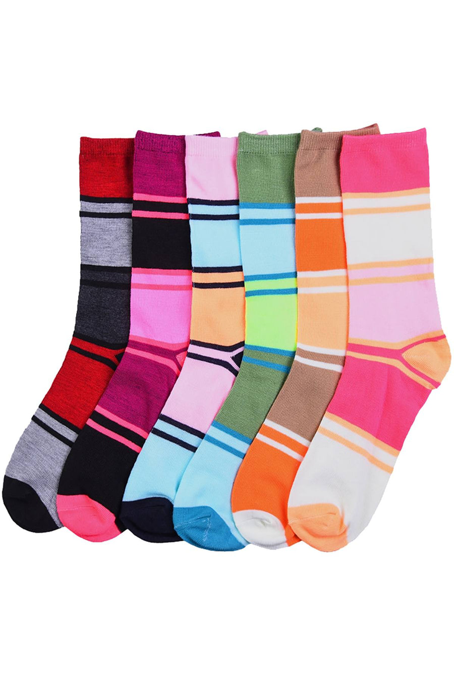 SPAK 6-Pack Colorblock Light Weight Crew Socks