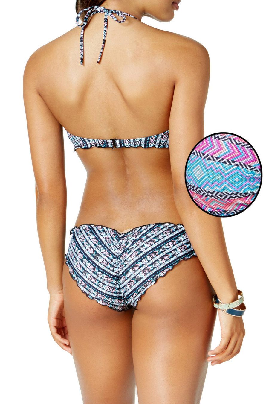 SUNDAZED Truly Tribal Mermaid Ruffled Cheeky Bikini Bottom