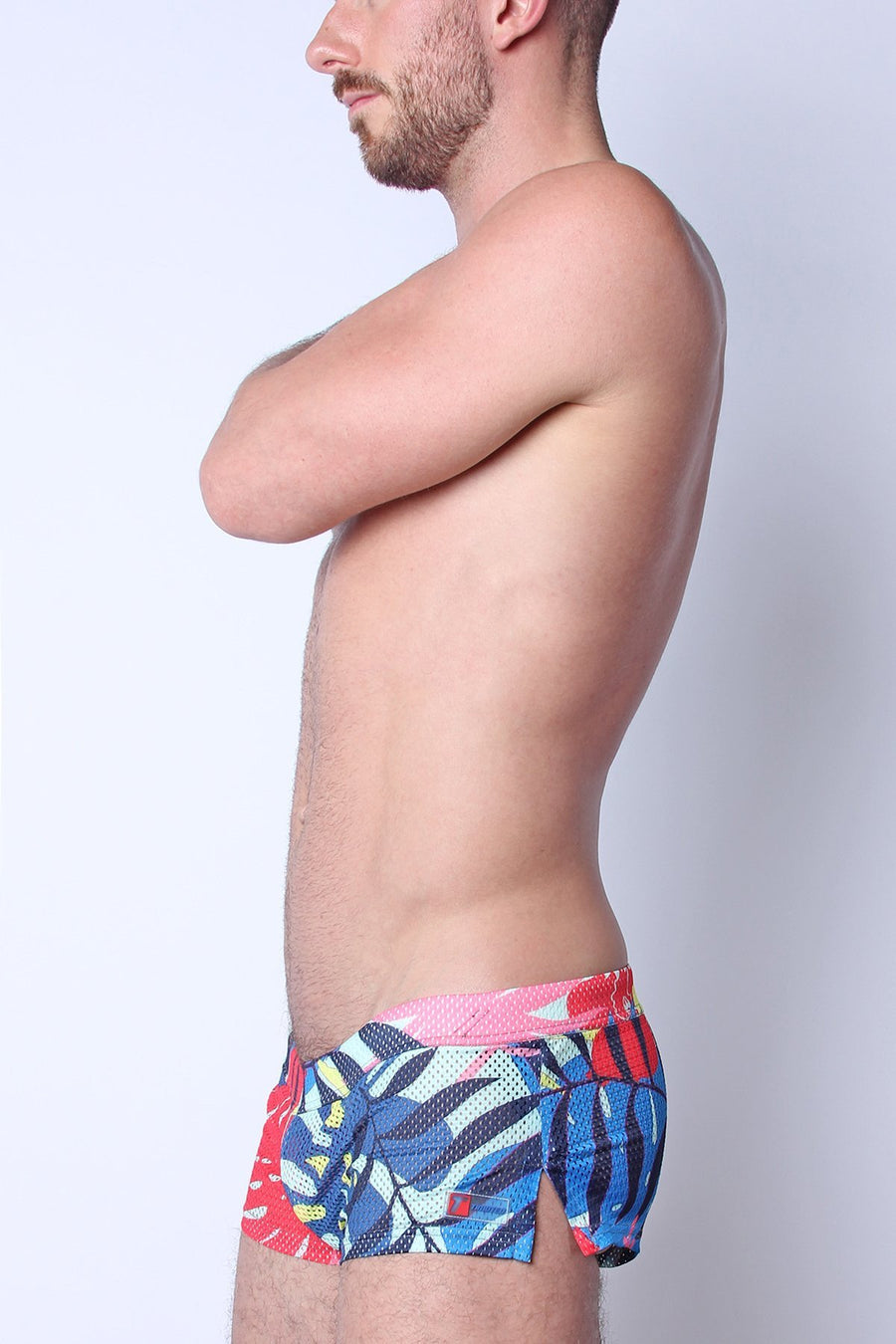 Safari Swim Short with Jockstrap Palm Pink