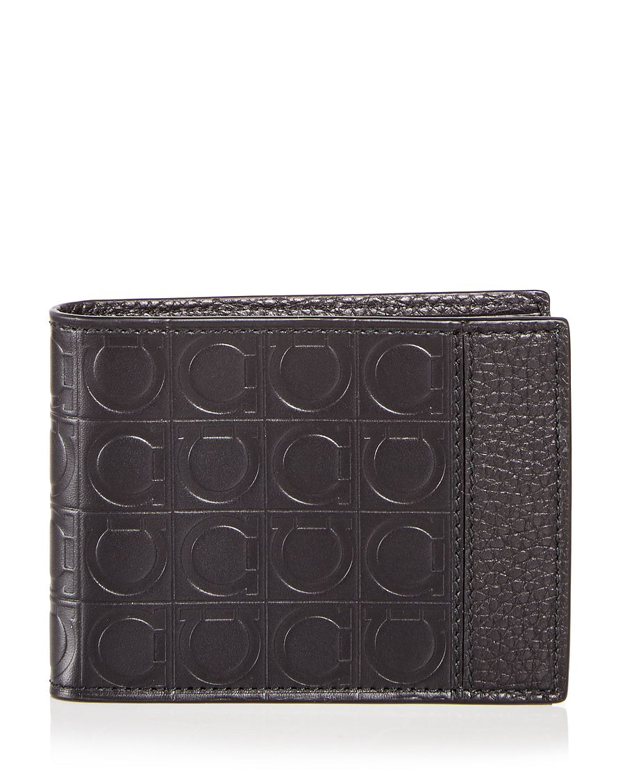 Salvatore Ferragamo Embossed Leather Bi-fold Wallet Black