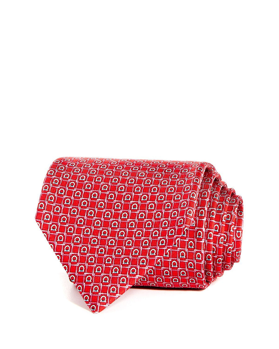 Salvatore Ferragamo Gioco Gancini Silk Classic Tie Red