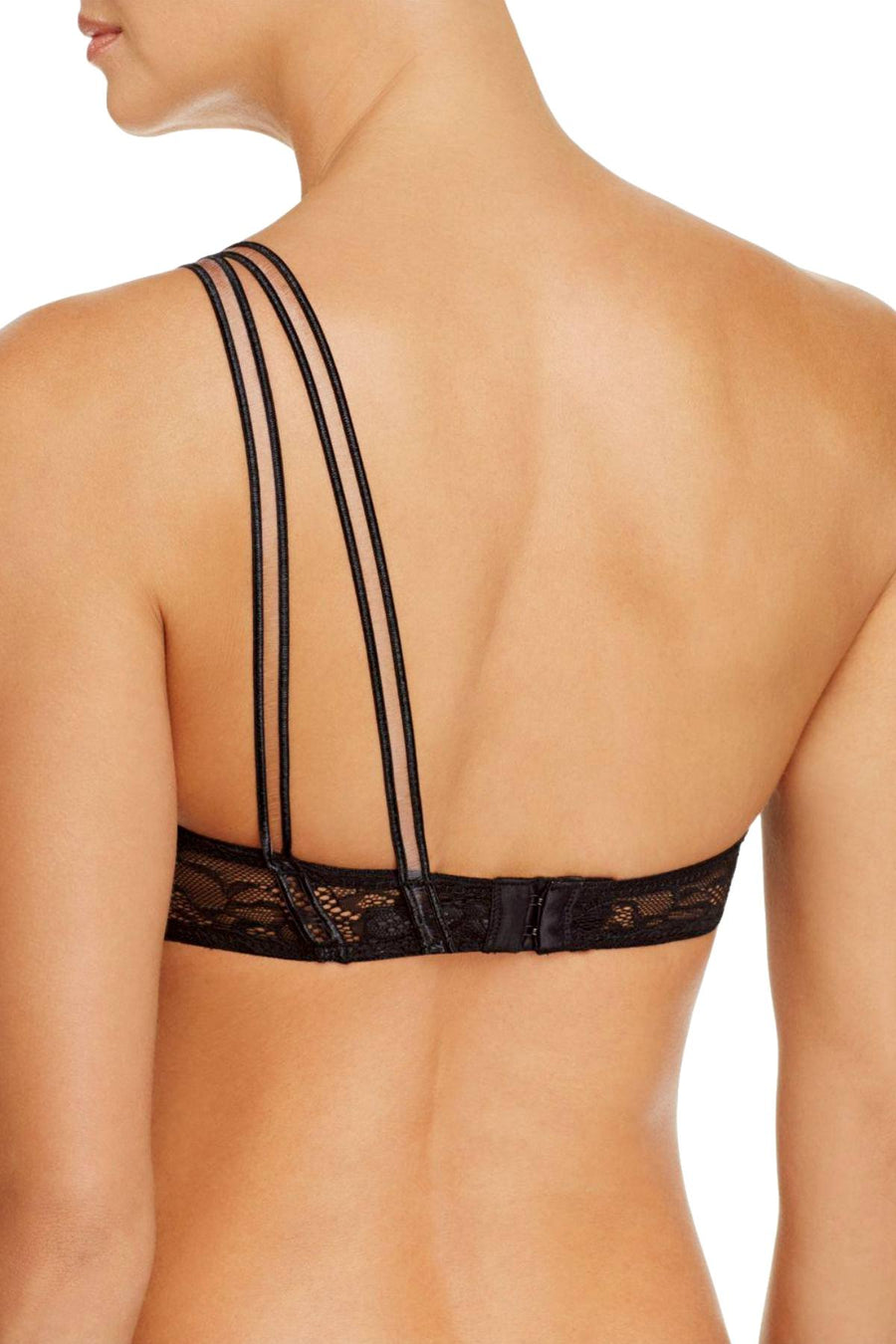 Sam Edelman Black Asymmetric Lace Bandeau Bralette