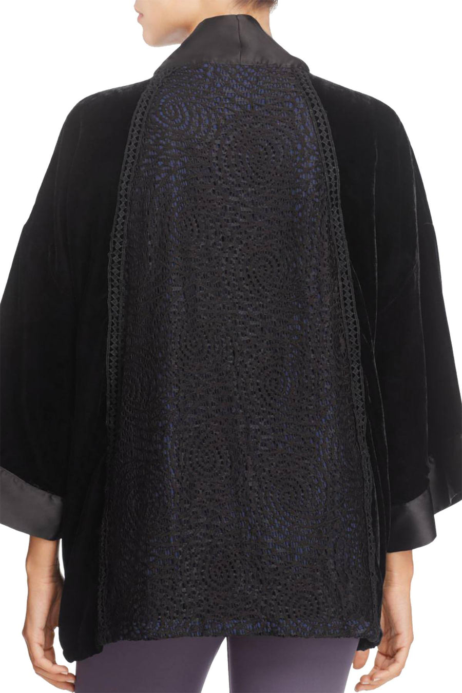 Sam Edelman Black/Navy Velvet Smoking Jacket/Wrap
