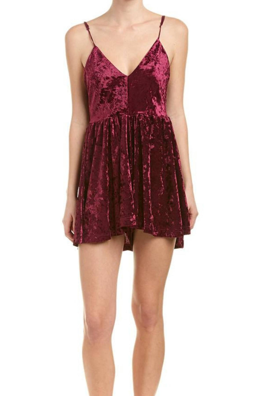 Sam Edelman Burgundy Velvet Slip Romper