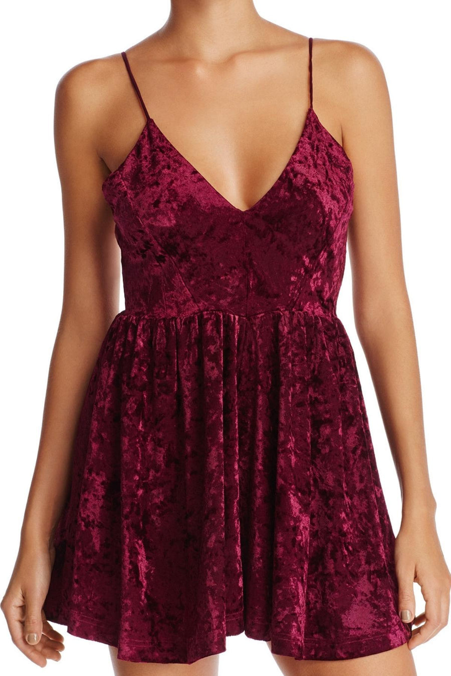 Sam Edelman Burgundy Velvet Slip Romper