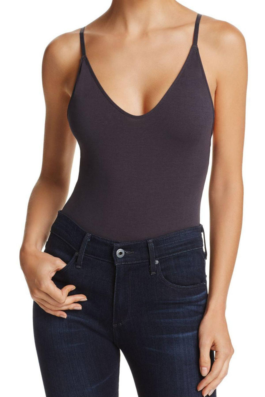 Sam Edelman Charcoal Strappy-Back Bodysuit