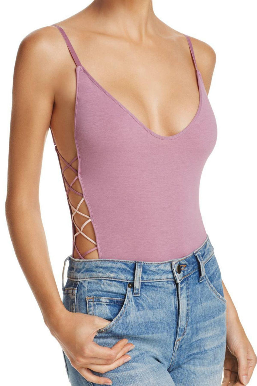 Sam Edelman Dusty-Orchid Strappy-Side Bodysuit
