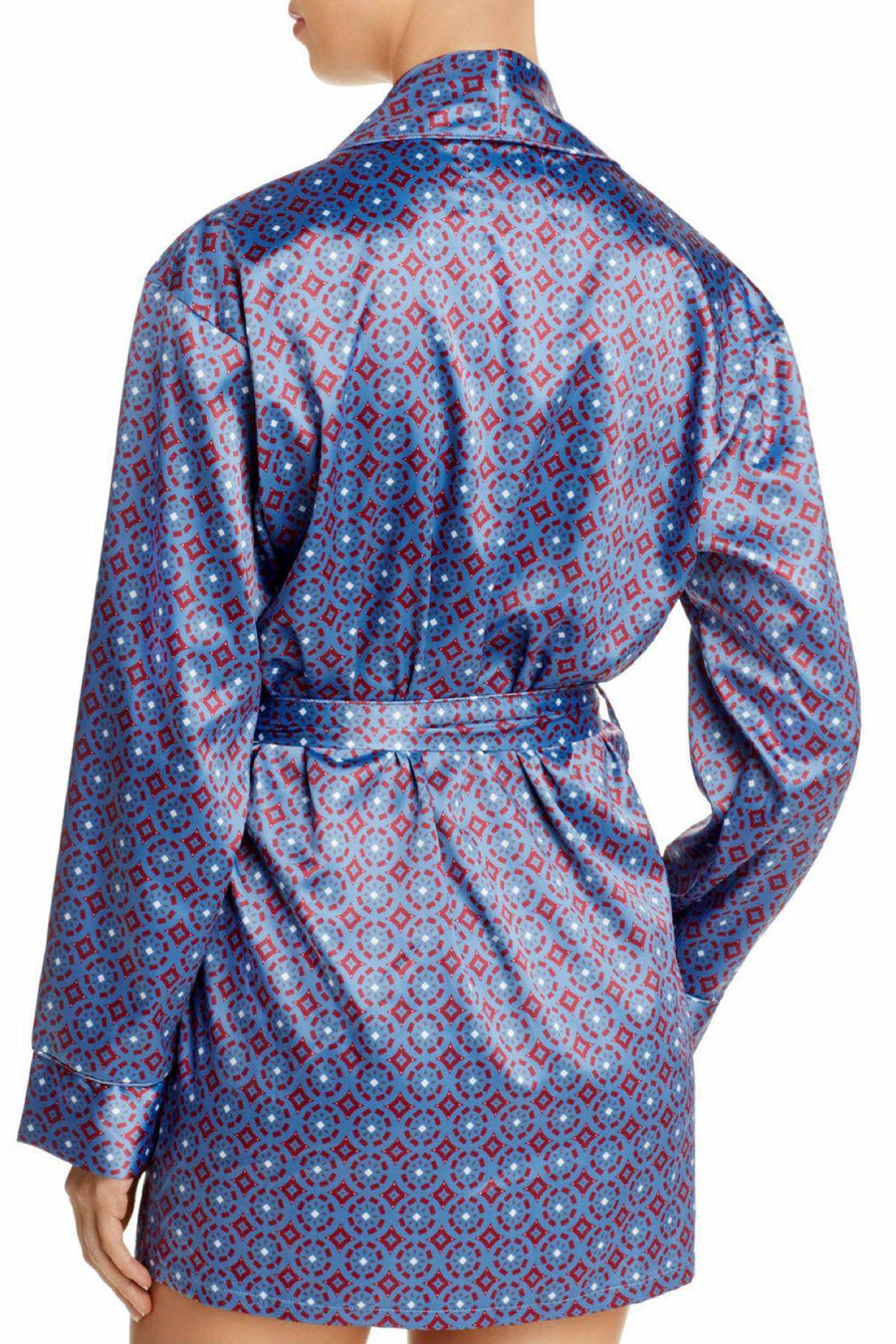 Sam Edelman Navy/Burgundy Smoking Jacket Robe