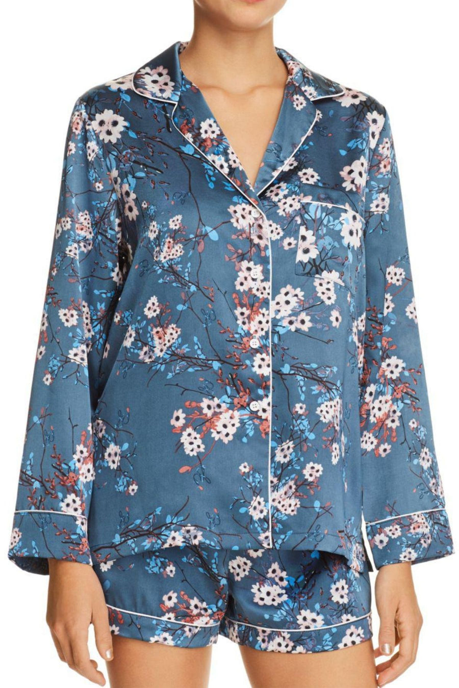 Sam Edelman Spring-Blue-Floral 2-Pc Satin PJ Set