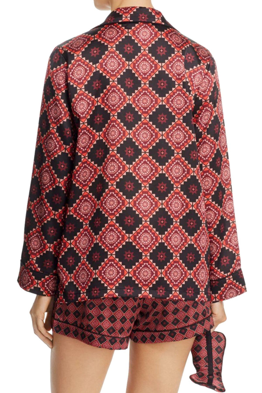 Sam Edelman Windsor-Wine/Aztec Short Pajamas & Eye Mask 3-piece Set