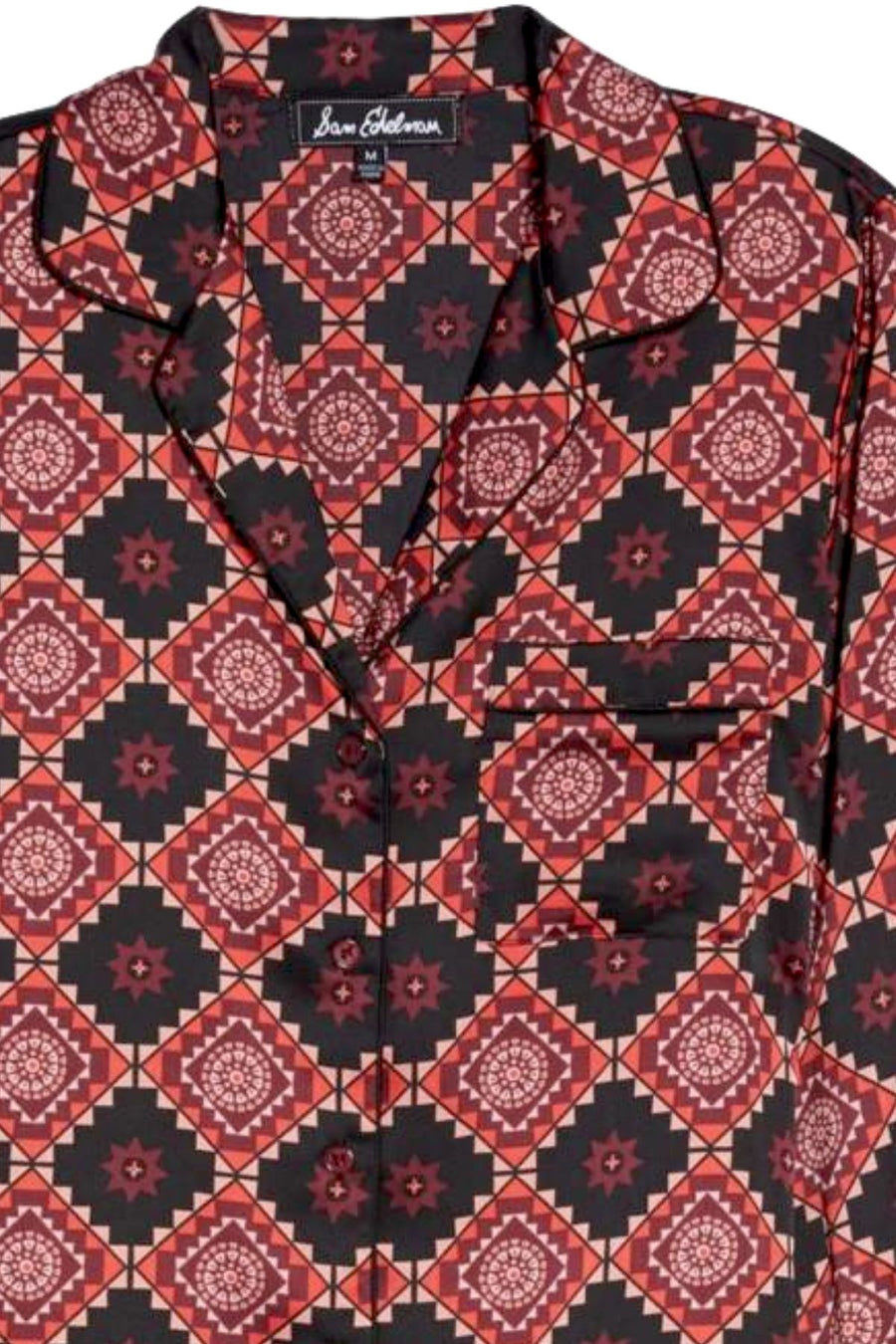 Sam Edelman Windsor-Wine/Aztec Short Pajamas & Eye Mask 3-piece Set