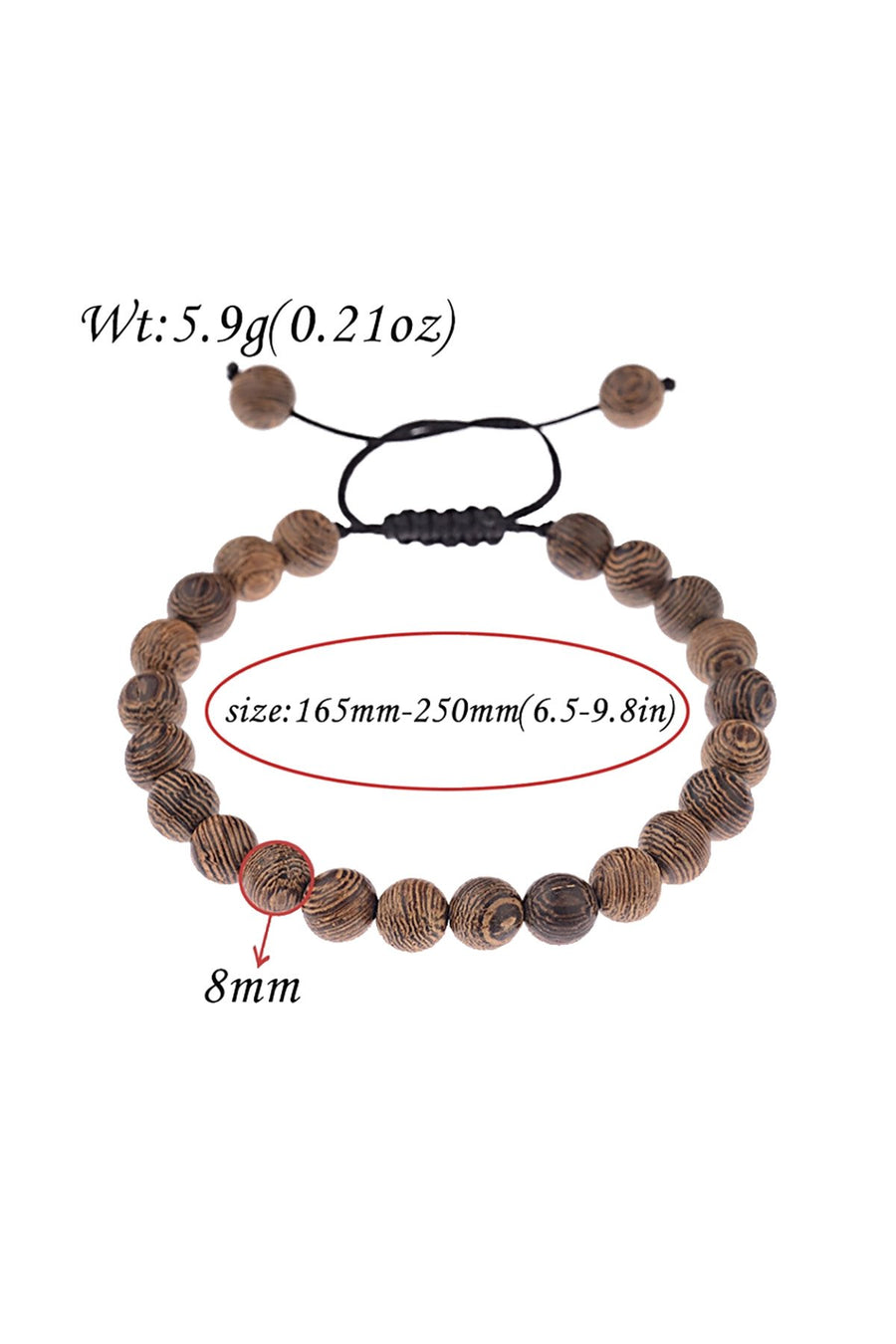 Sandalwood/Matte-Black Onyx Spartan-Helmet Charm Meditation Bracelet
