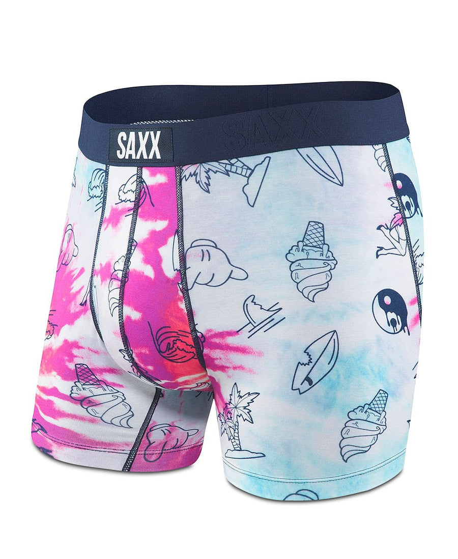 Saxx Vibe Printed Tie-dyed Boxer Briefs Pink/blue
