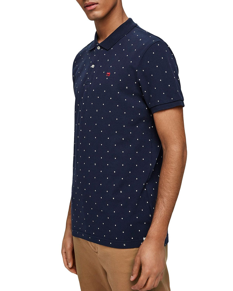 Scotch & Soda Diamond-print Pique Regular Fit Polo Shirt Combo B