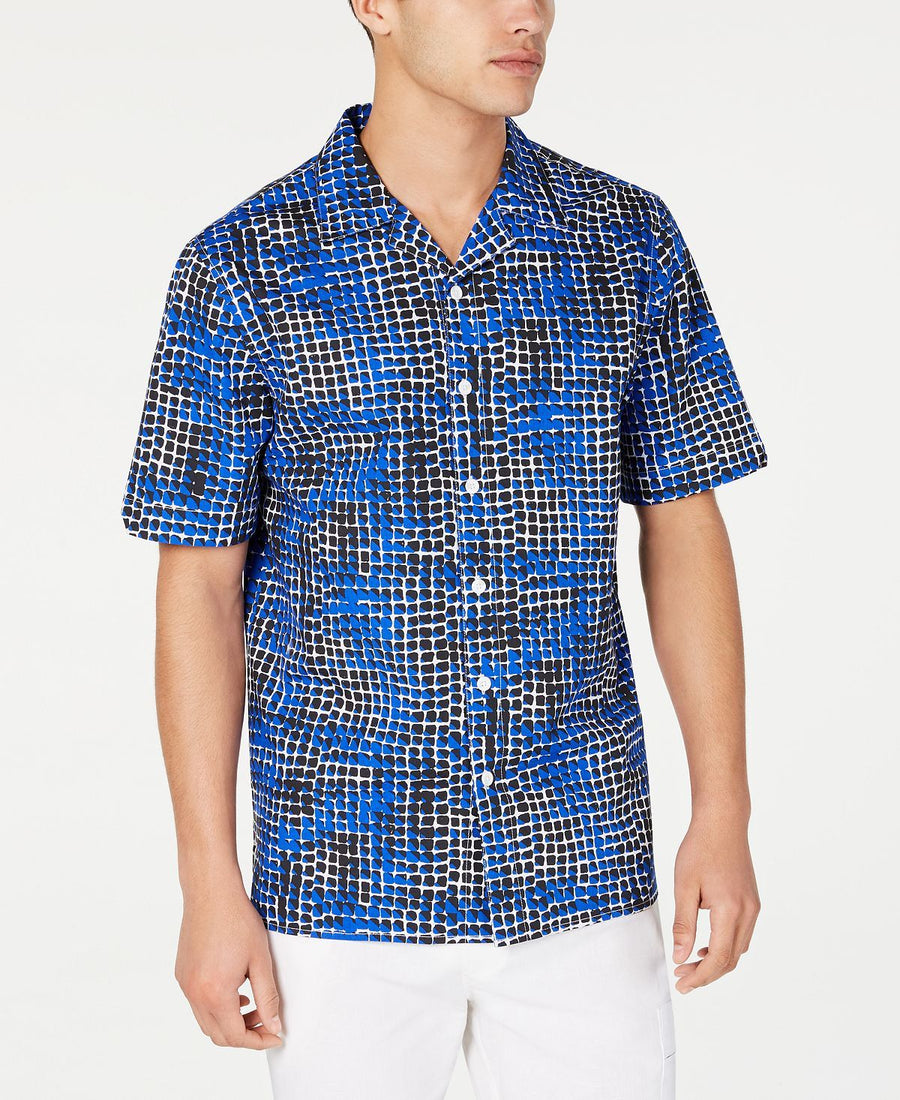 Sean John Geometric Print Shirt Geo Blue