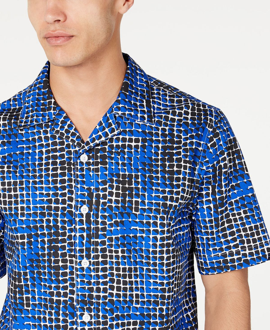 Sean John Geometric Print Shirt Geo Blue