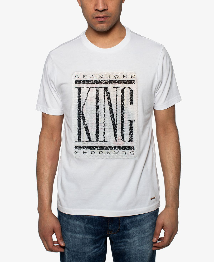 Sean John King Of Hearts Sequin Graphic T-shirt Bright White