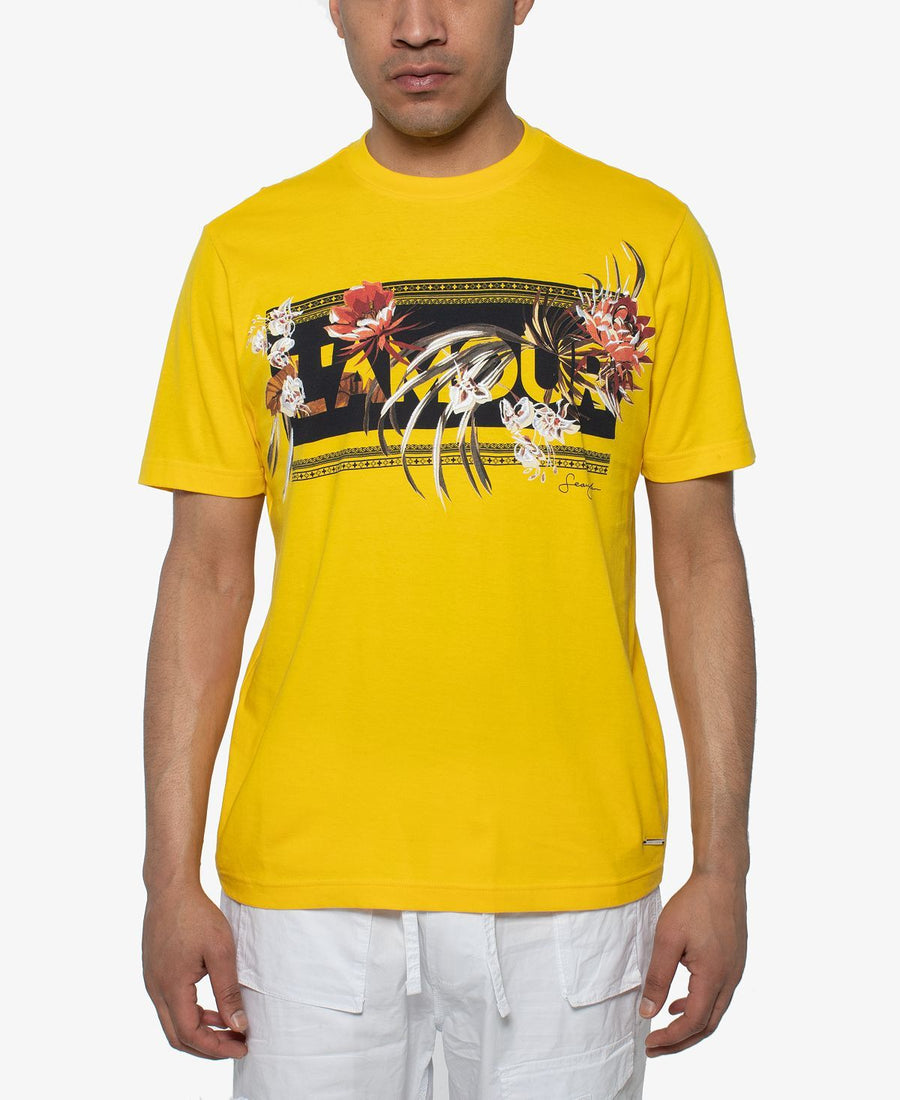 Sean John Lamour Floral Graphic T-shirt Lemon