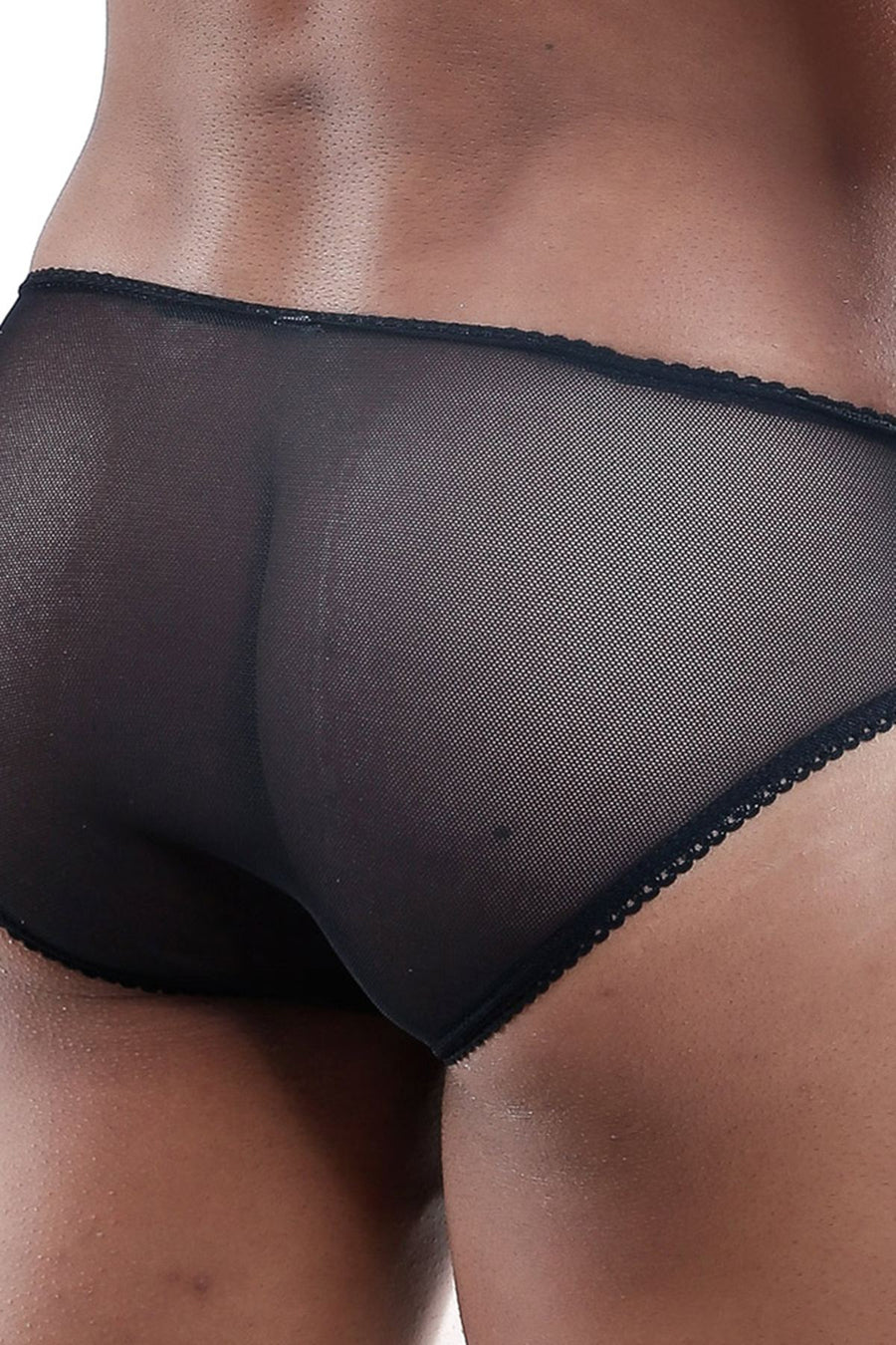 Secret Male Black Lace/Mesh Cutout Bikini Brief
