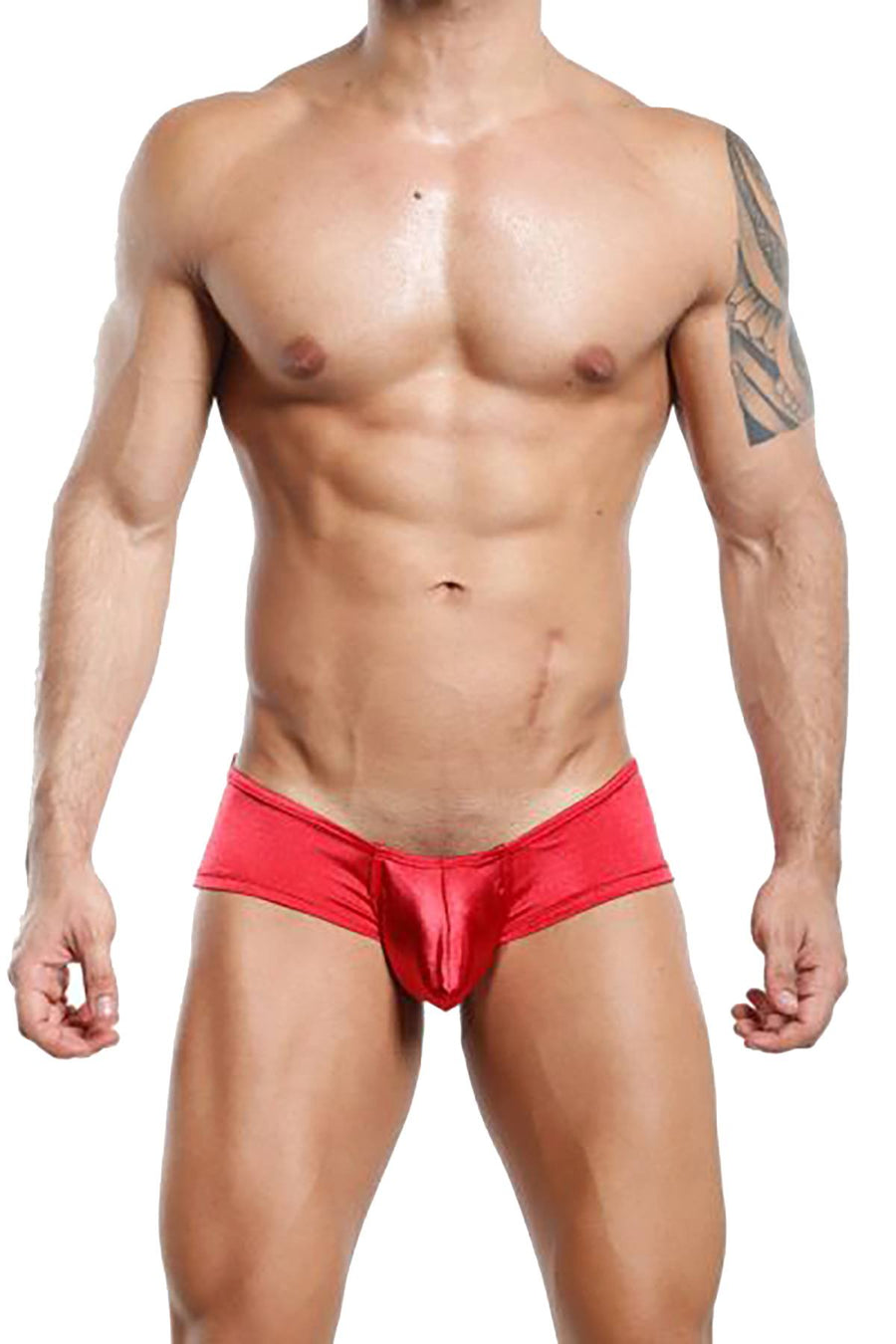 Secret Male Red Shiny Cheeky Square-Cut Bulge Brief