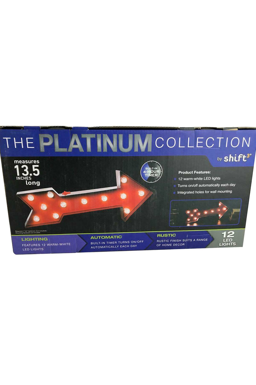 Shift3 Platinum Collection Red Metal LED Illuminated Arrow Marquee Sign