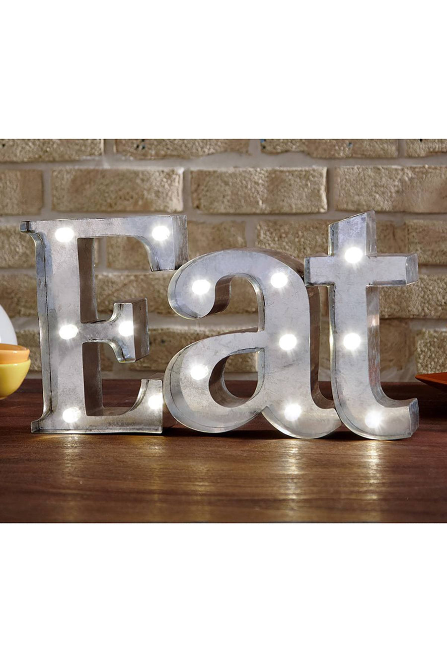 Shift3 Platinum Collection Silver EAT Rustic Finish LED Marquee Sign