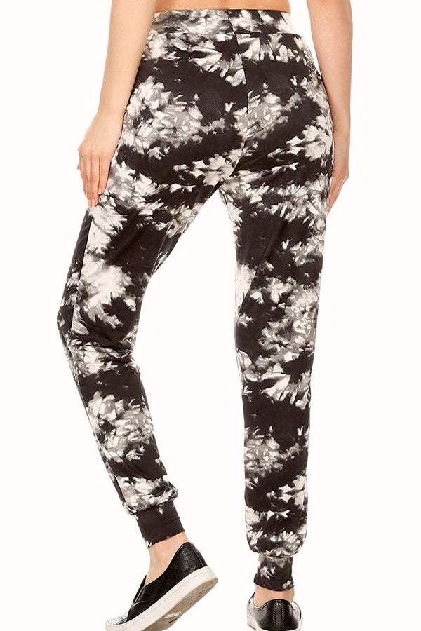 ShoSho Black/White Tie-Dye Print Jogger
