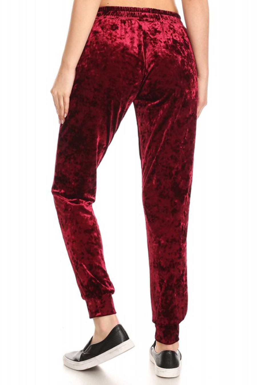 ShoSho Burgundy Crushed Velvet Jogger