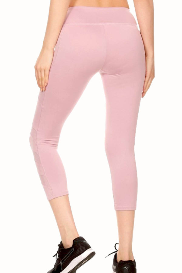 ShoSho Mauve Side-Pocket Contrast-Mesh-Panel Capri