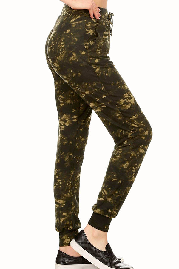 ShoSho Olive Tie-Dye Print Jogger
