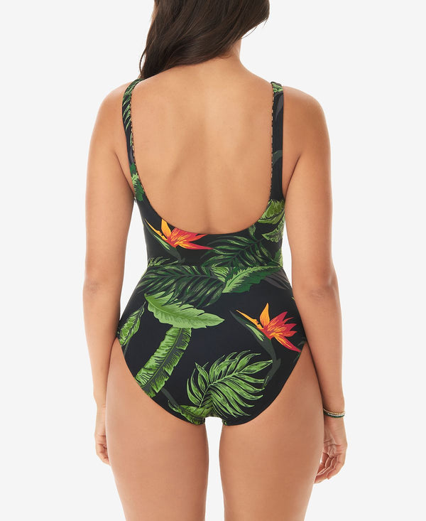 Skinny Dippers Fuji Ninj Reversible Tummy Control Cut-out One Piece Swimsuit Black Multi