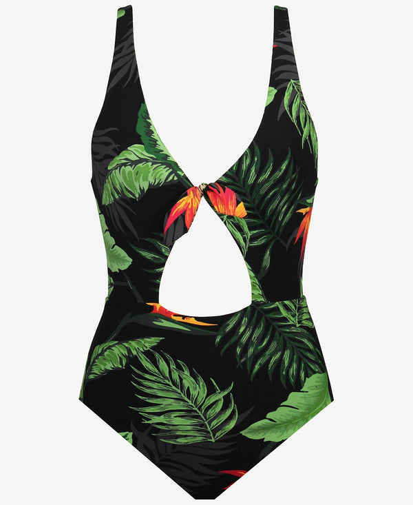 Skinny Dippers Fuji Ninj Reversible Tummy Control Cut-out One Piece Swimsuit Black Multi