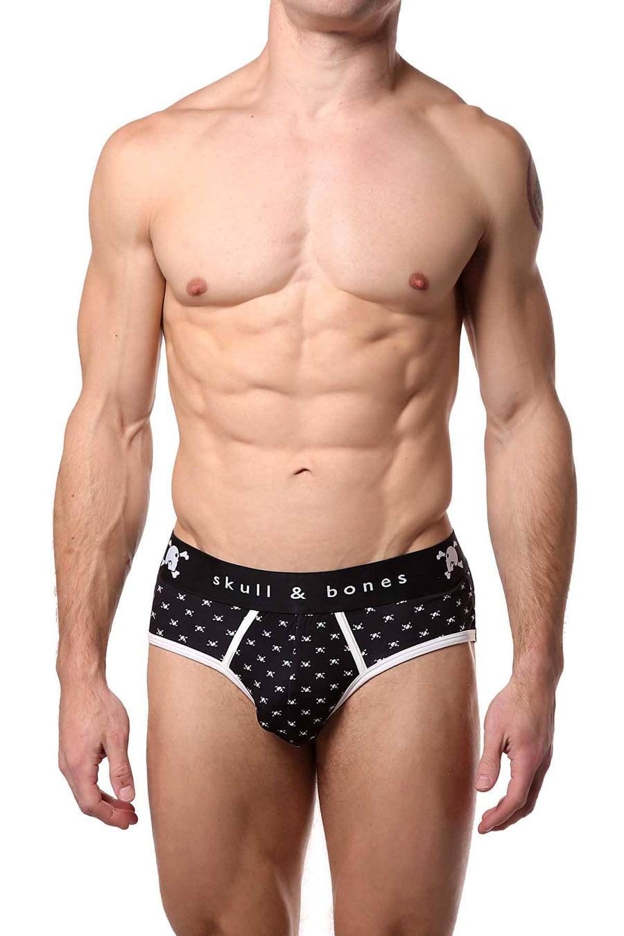 Skull & Bones Black Tiny-Skull-Print Peek-a-Boo Brief