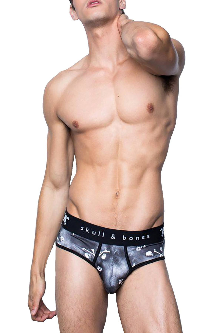 Skull & Bones Black Tossed-Skull Brief